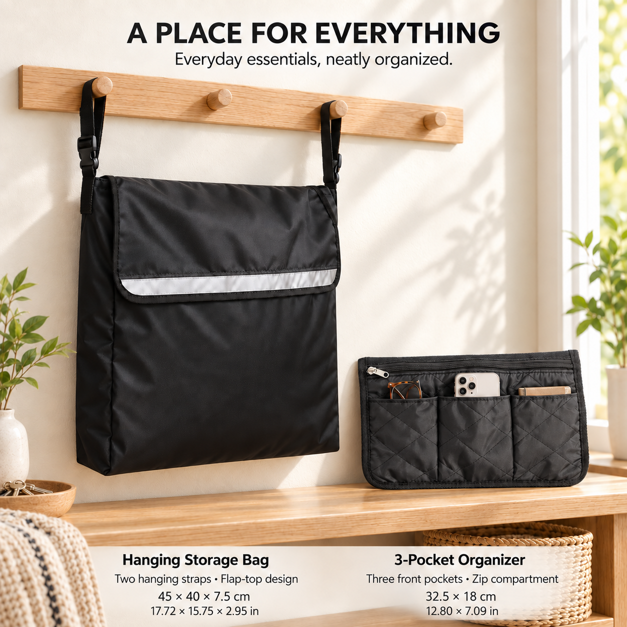 Storage hanging bag + three storage bags