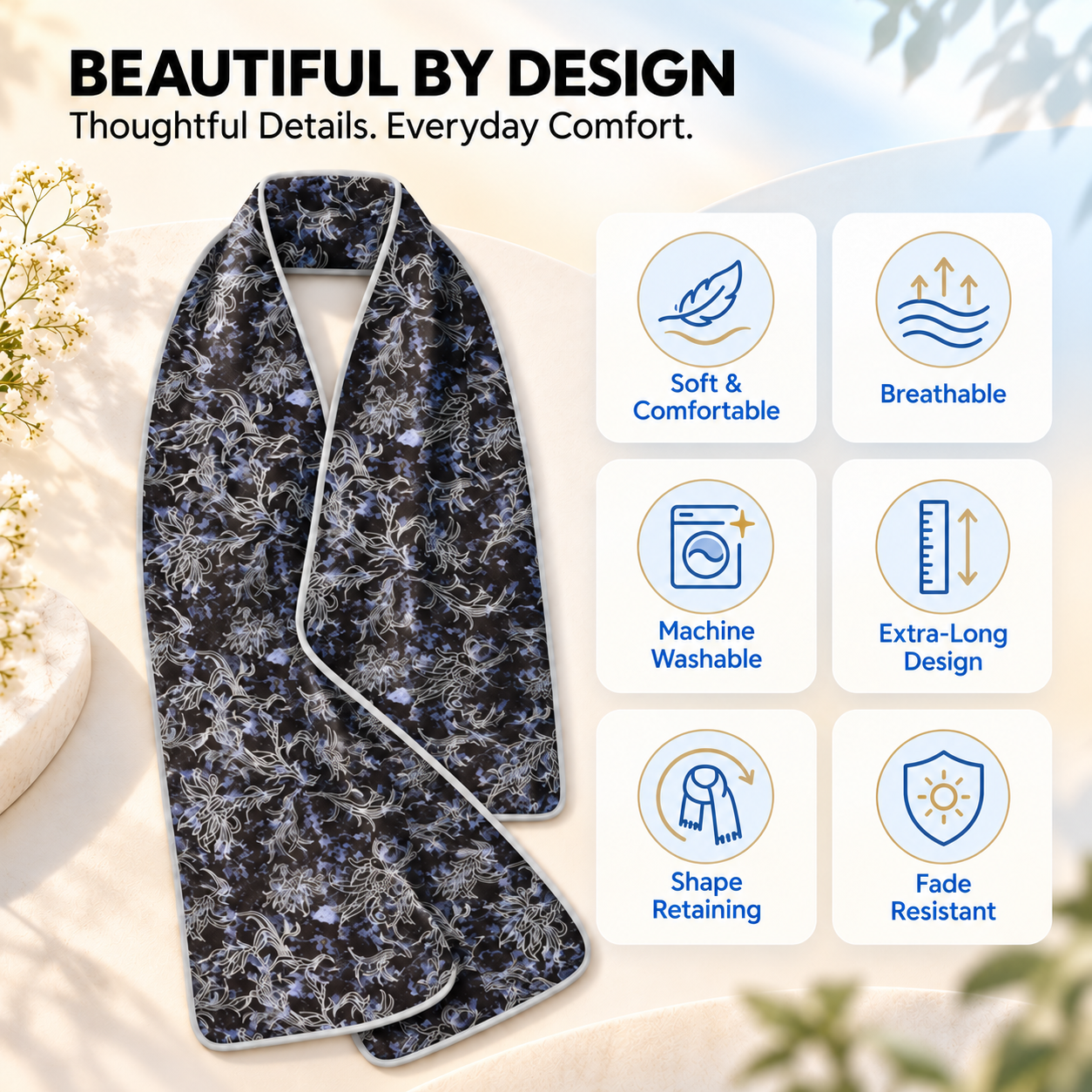 Elegant dining scarf for seniors（Two-pack）