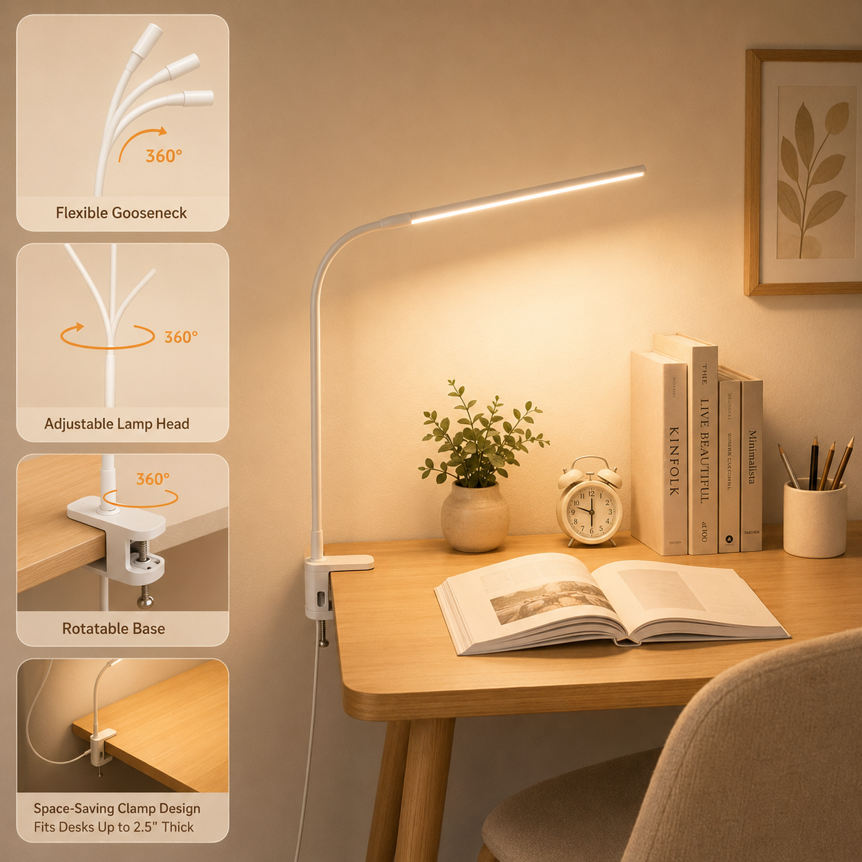Clip-On LED Desk Lamp