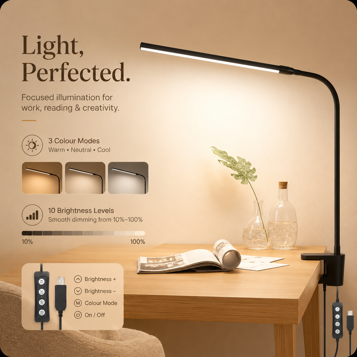 Clip-On LED Desk Lamp