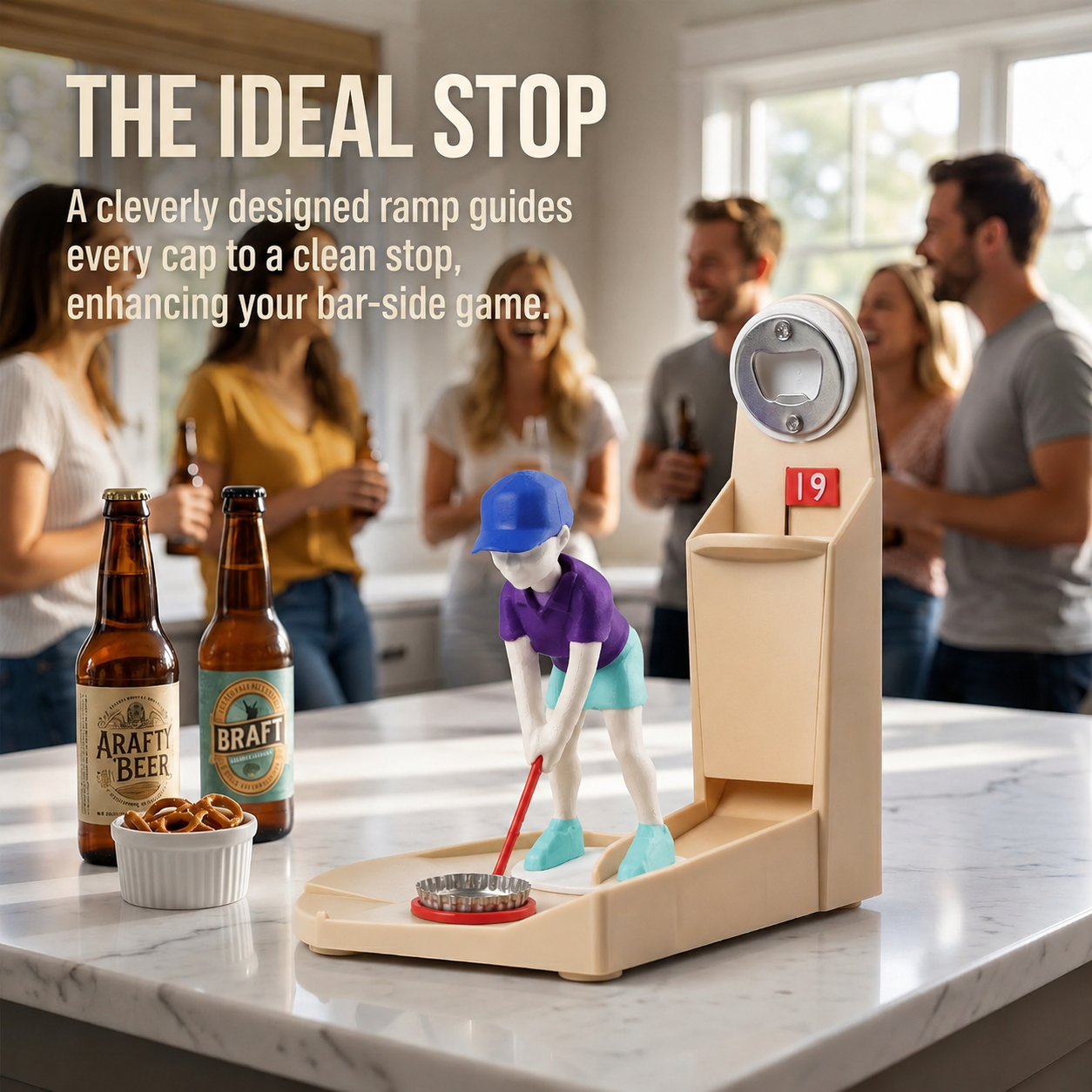 Golf Bottle Opener with Cap Launcher