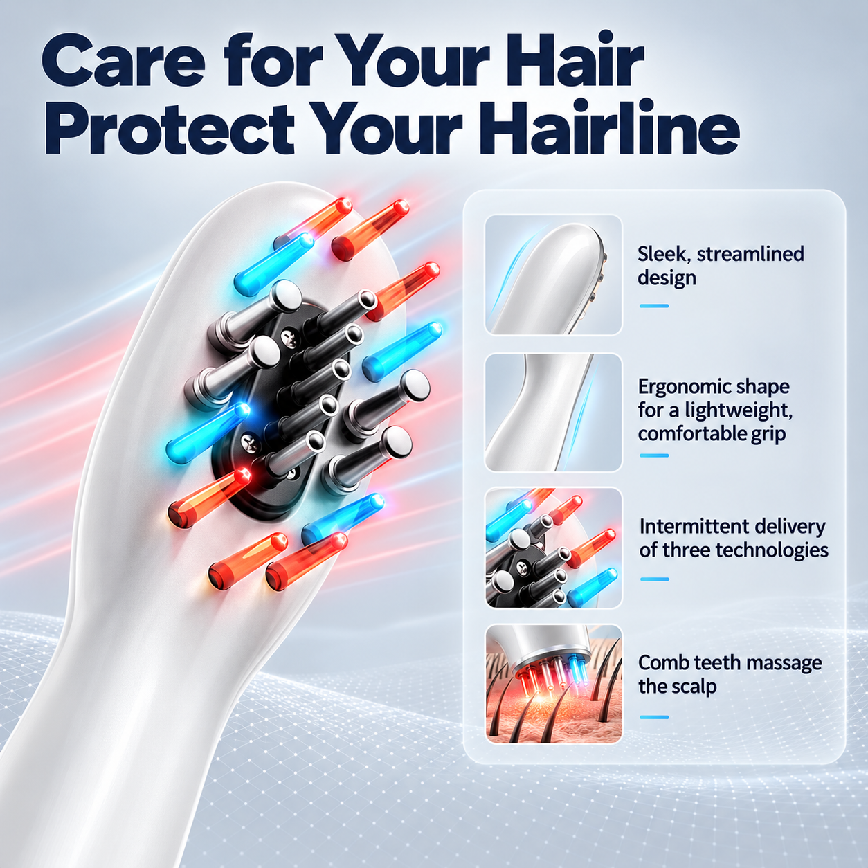 Essence Infusing Blue-Red Light Microcurrent Scalp Massage Comb