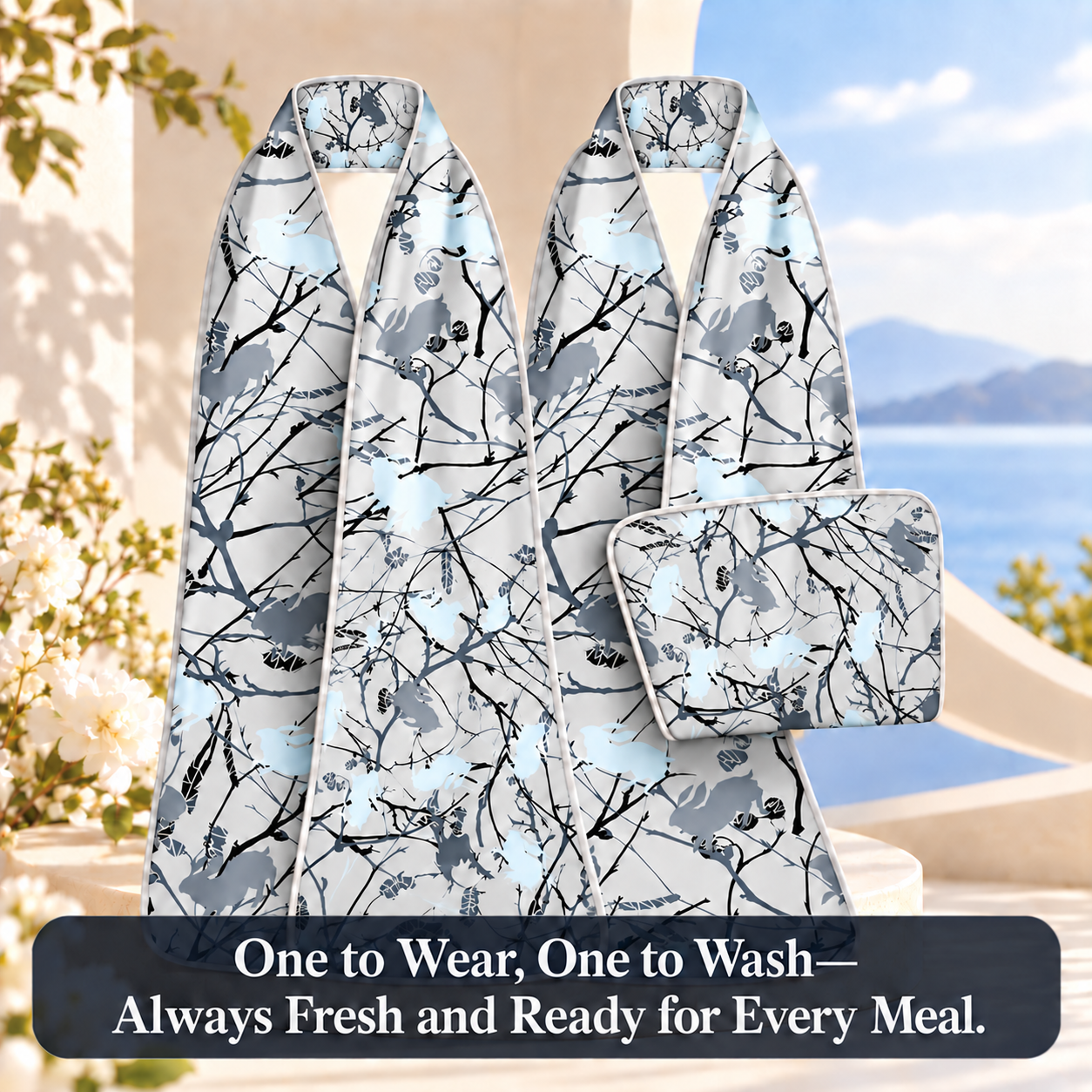 Elegant dining scarf for seniors（Two-pack）