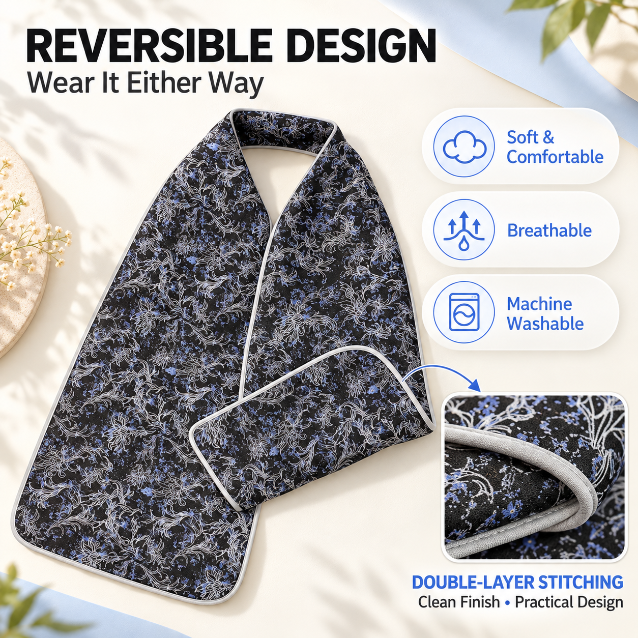 Elegant dining scarf for seniors（Two-pack）