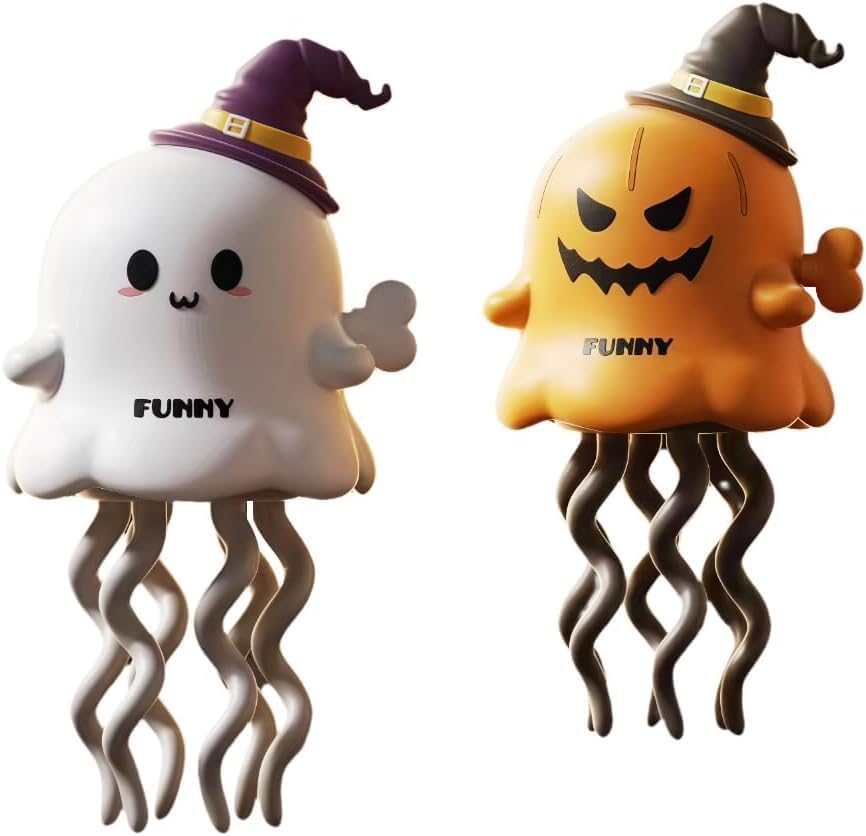 Halloween Wind-Up Ghost and Pumpkin Decoration