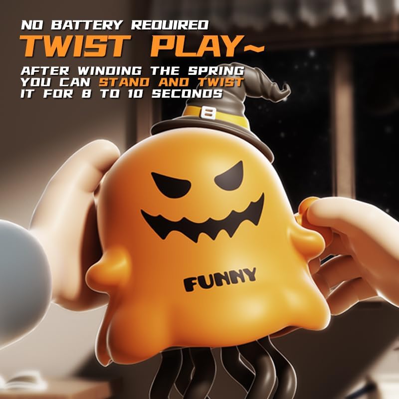 Halloween Wind-Up Ghost and Pumpkin Decoration