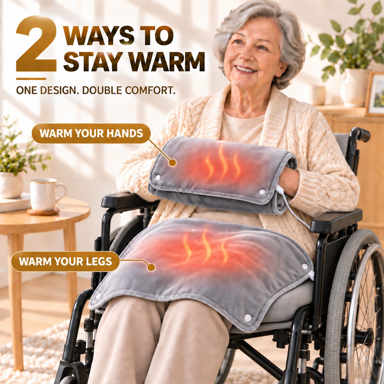 2-in-1 USB Heated Hand Warmer & Lap Wrap — （2-Piece Set）