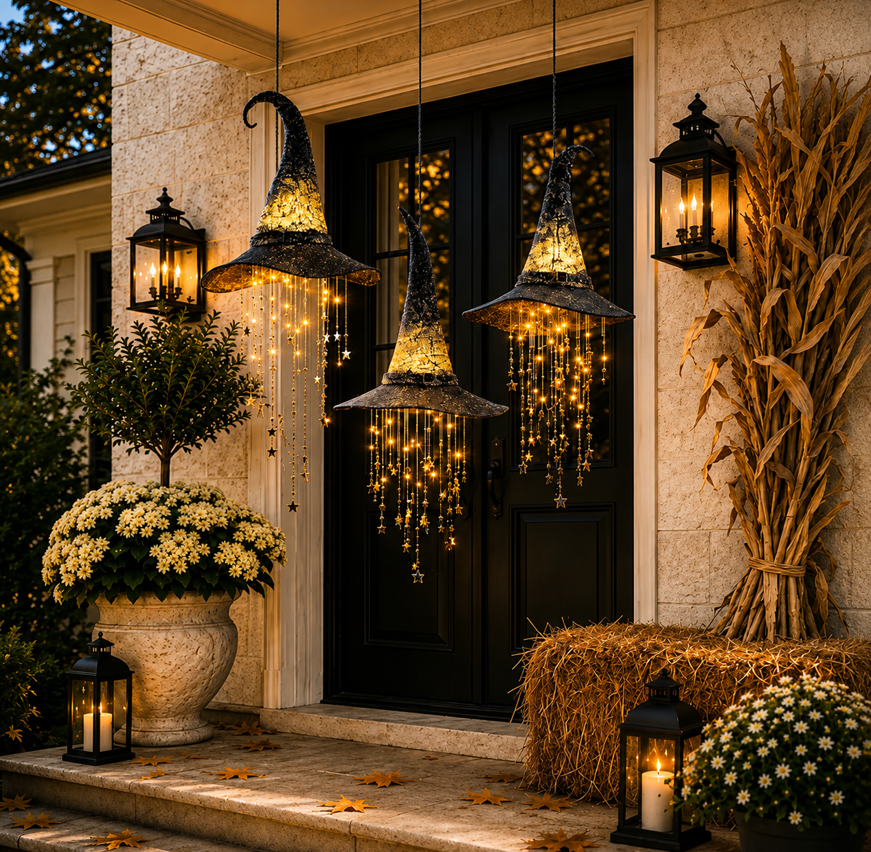 Lighted Witch HatHanging Decor - MagicalHalloween Porch &Window Light  (3 items)