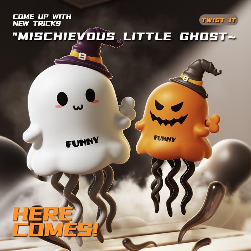 Halloween Wind-Up Ghost and Pumpkin Decoration