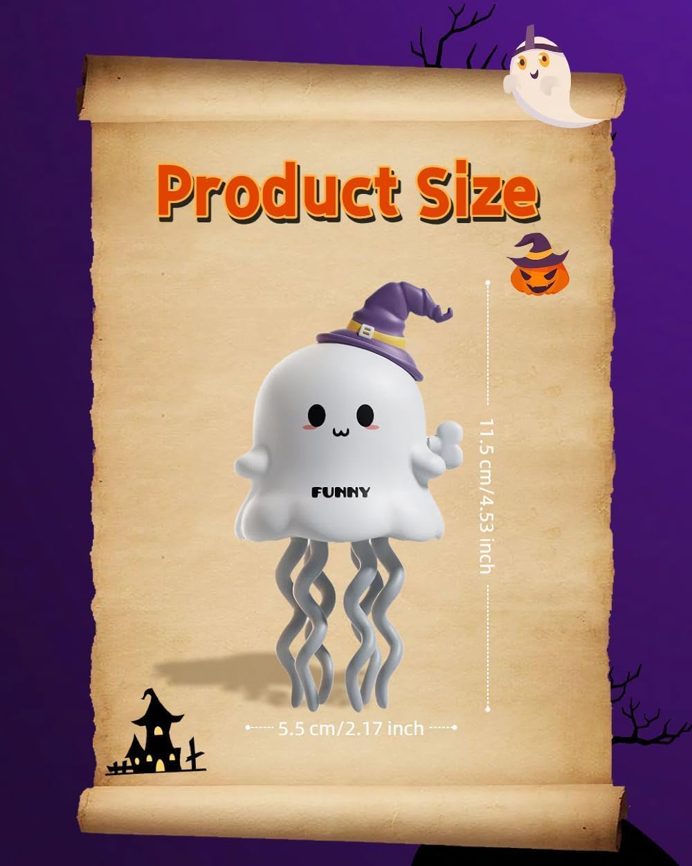 Halloween Wind-Up Ghost and Pumpkin Decoration