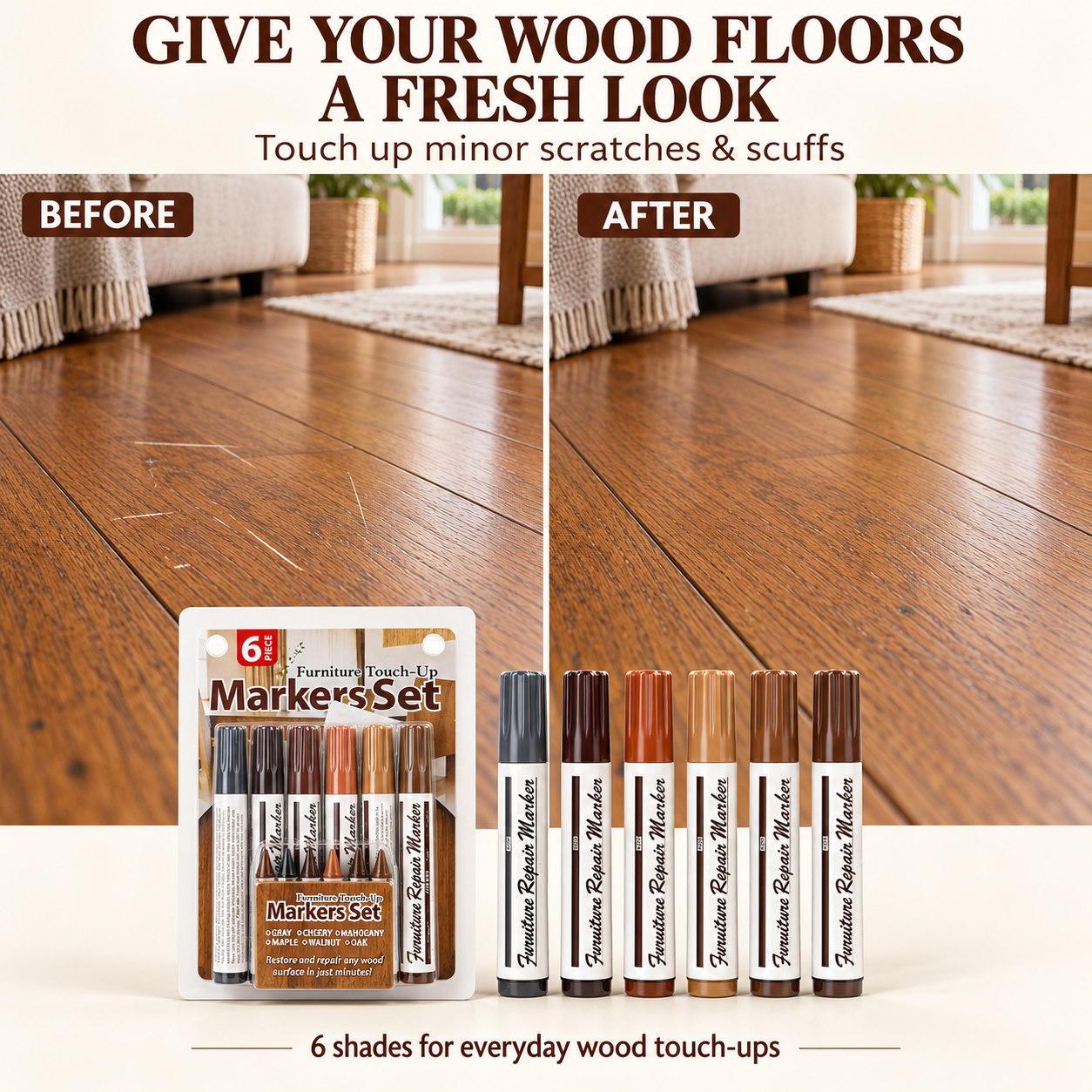 Wood Repair Kit (Patches + Repair Pen)