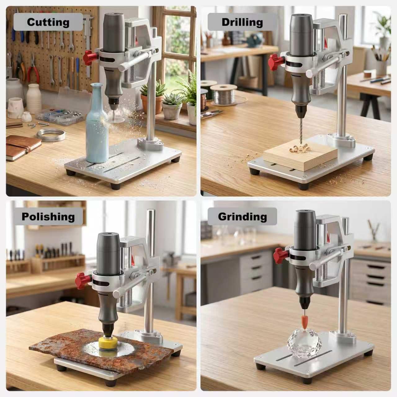 Mini Rotary Tool whit Drill Press - Rotary Tool Workstation Stand - Mini Portable Press & Tool Holder, 3-24V Regulated Power with 98 Accessories-Sanding, Polishing, Drilling, Bottle Neck Cutting & DIY