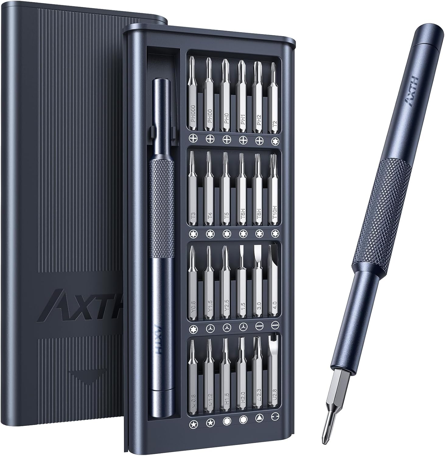 AXTH 25-in-1 Small Precision Screwdriver Set, Professional Magnetic Mini Repair Tool Kit for Phone, Computer, Watch, Laptop, Macbook, Ring Doorbell, Eyeglass, Electronic, [Bearing Steel] Screw Driver