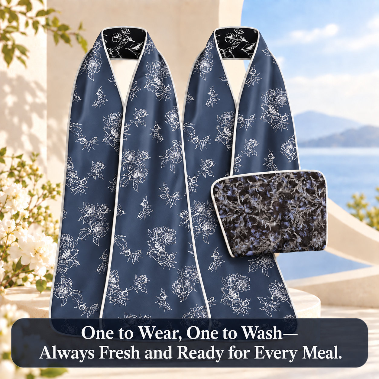 Elegant dining scarf for seniors（Two-pack）
