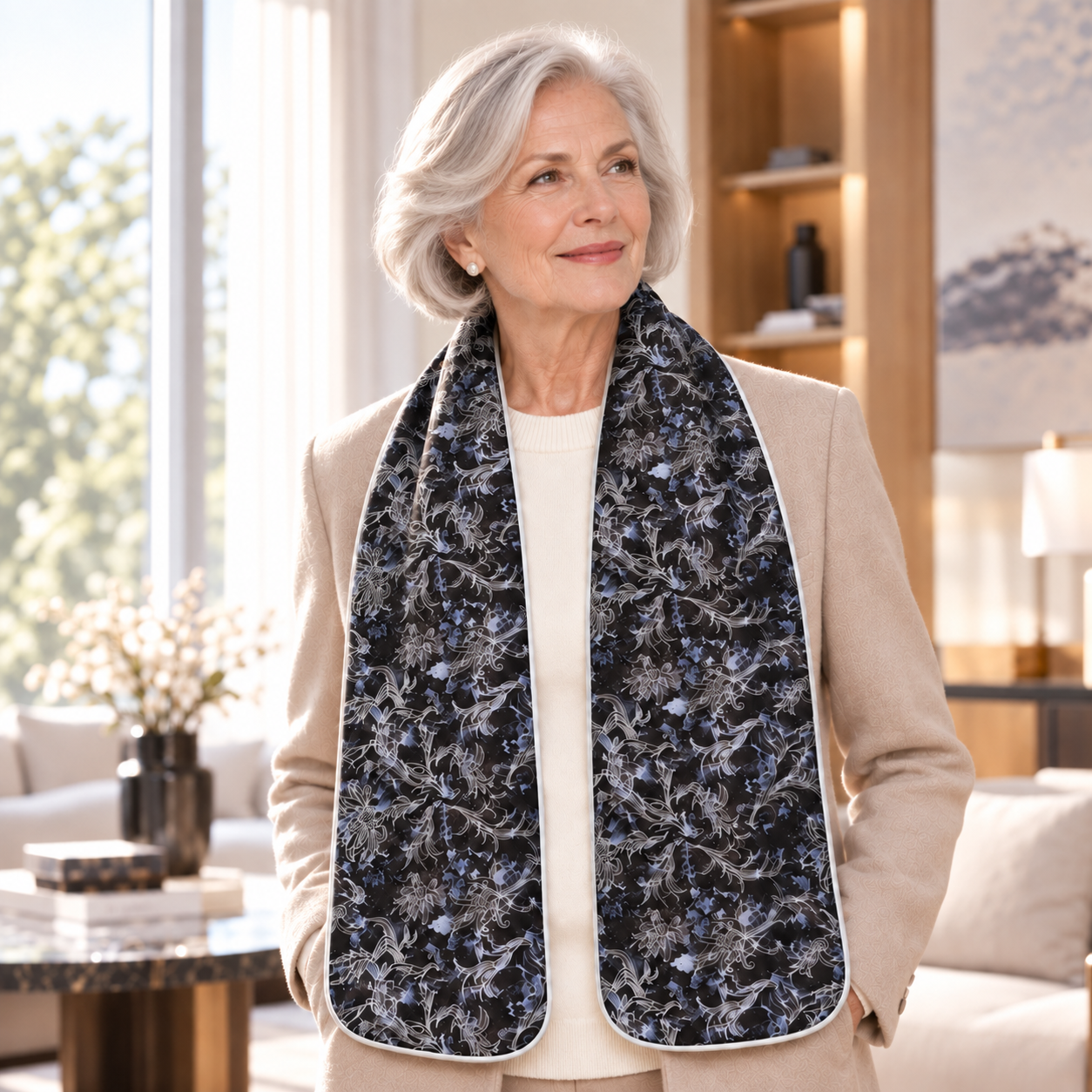 Elegant dining scarf for seniors（Two-pack）