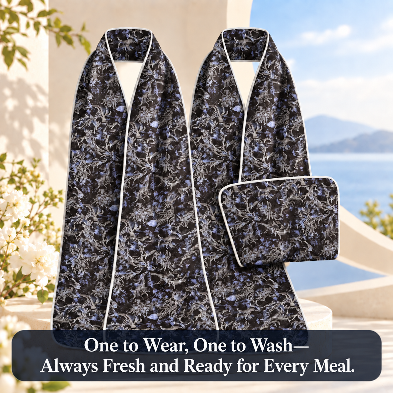 Elegant dining scarf for seniors（Two-pack）