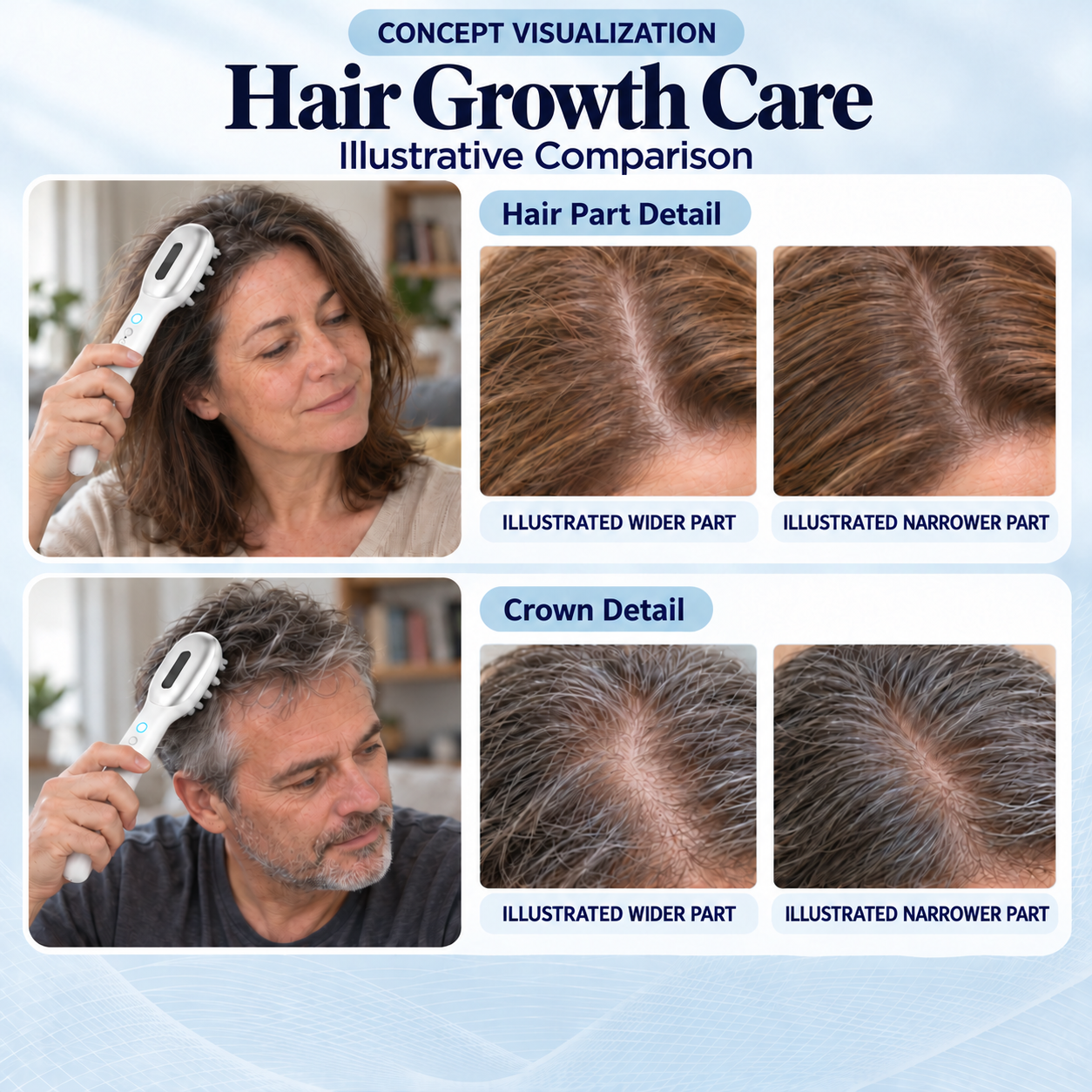 Essence-Infused Blue and Red Light Microcurrent Hair Growth Massage Comb
