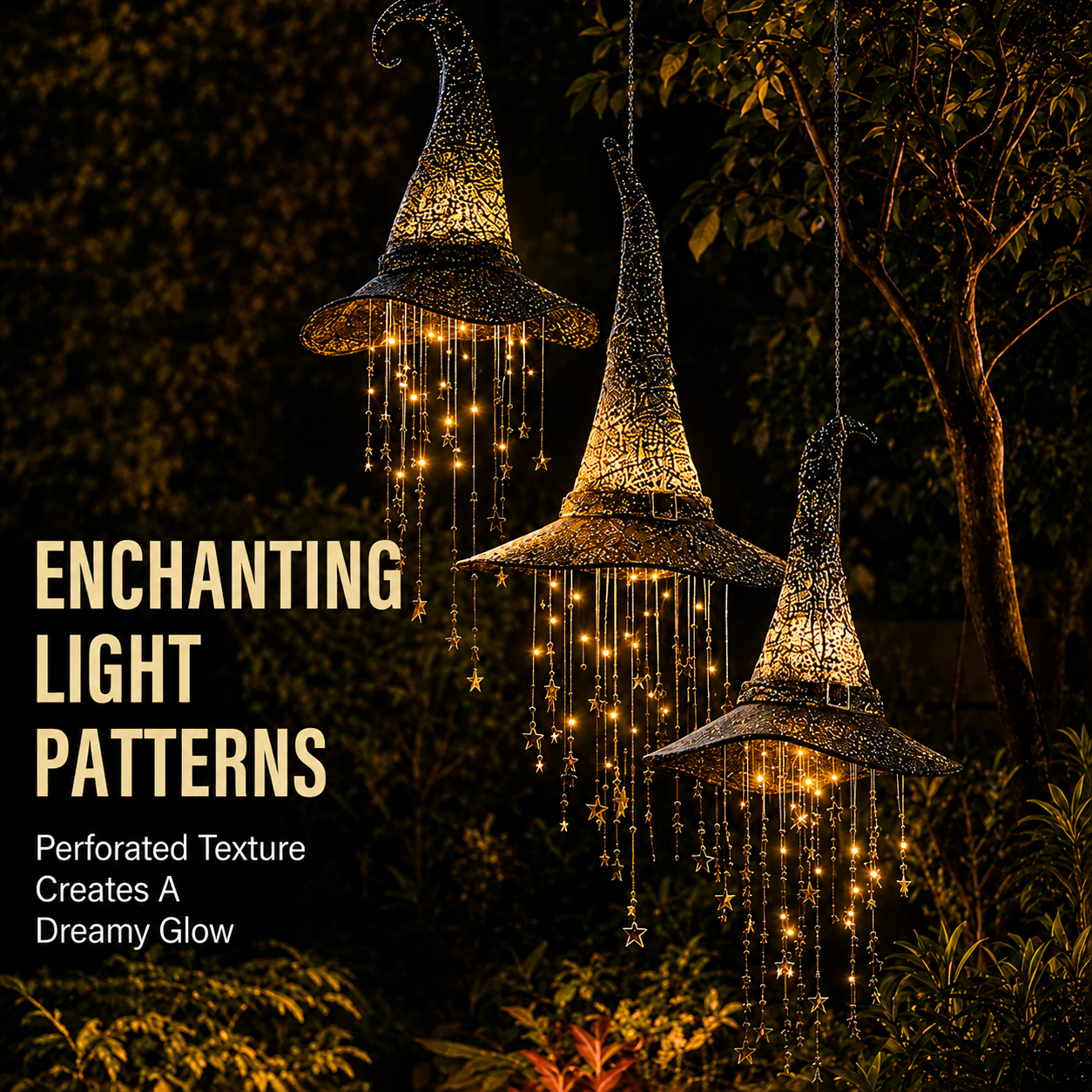 Lighted Witch HatHanging Decor - MagicalHalloween Porch &Window Light  (3 items)