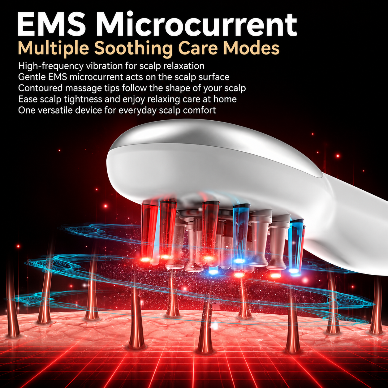 Essence Infusing Blue-Red Light Microcurrent Scalp Massage Comb