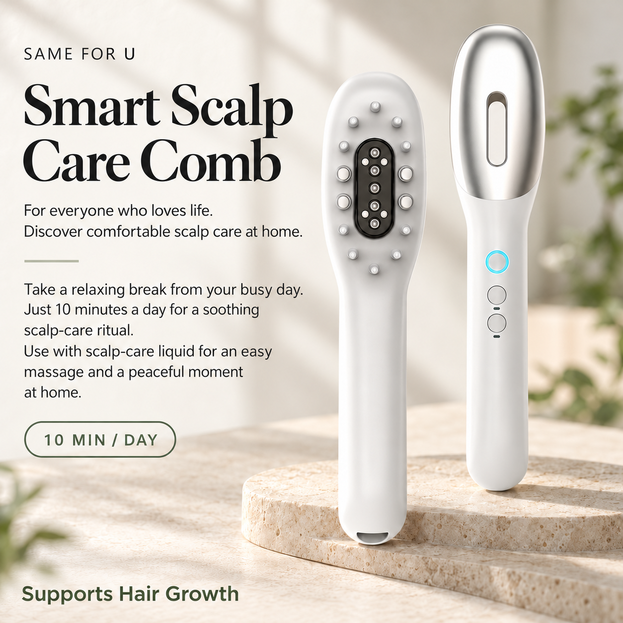 Essence Infusing Blue-Red Light Microcurrent Scalp Massage Comb