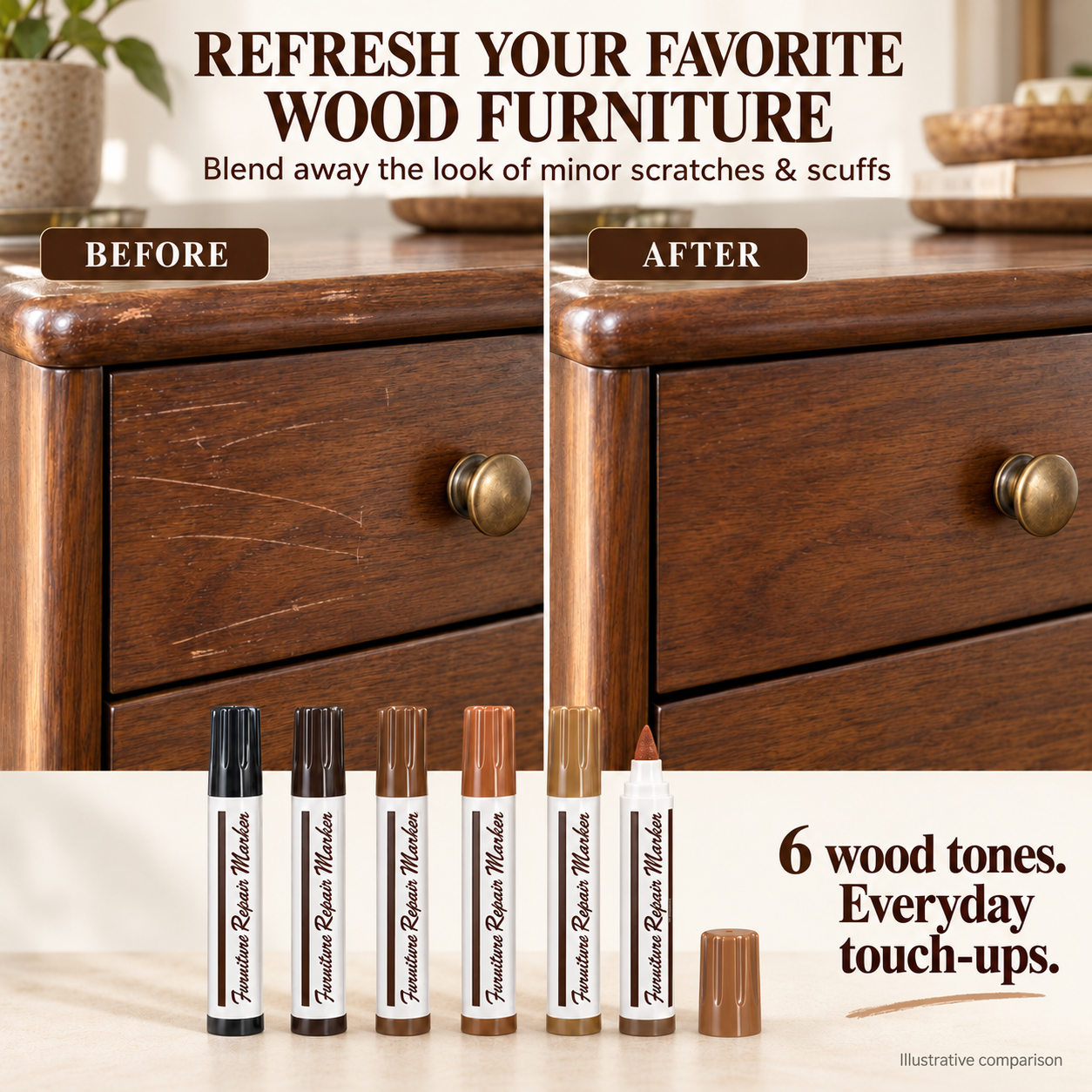 Wood Repair Kit (Patches + Repair Pen)