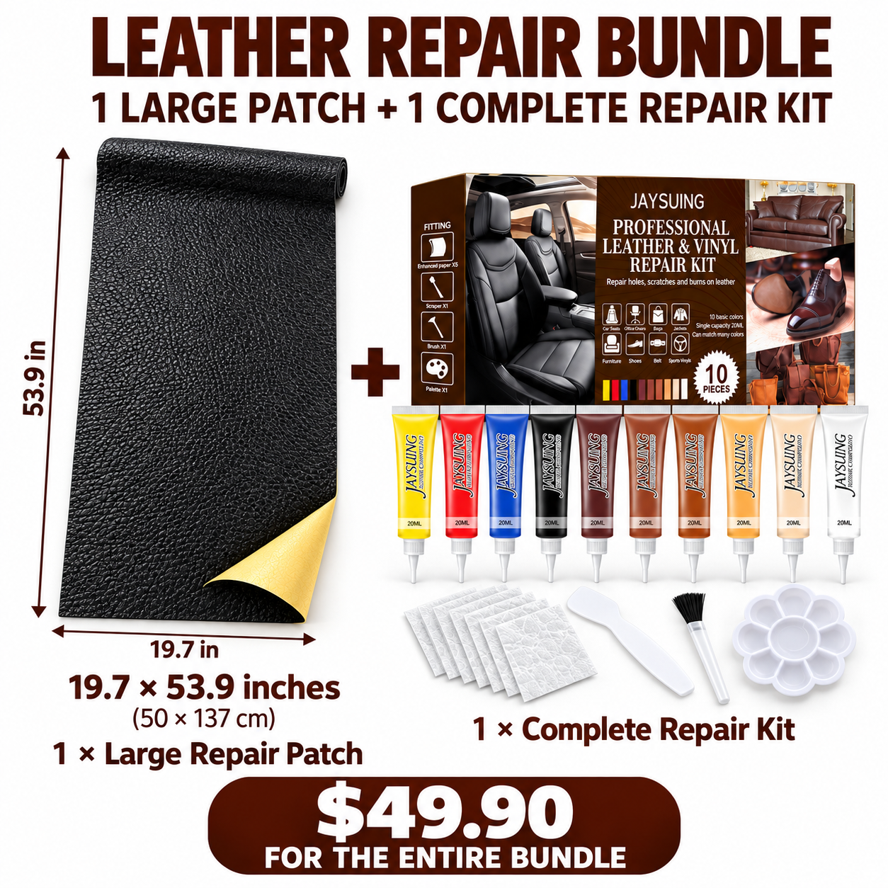 Leather Repair Kit（Repair Patch + Repair Paste）