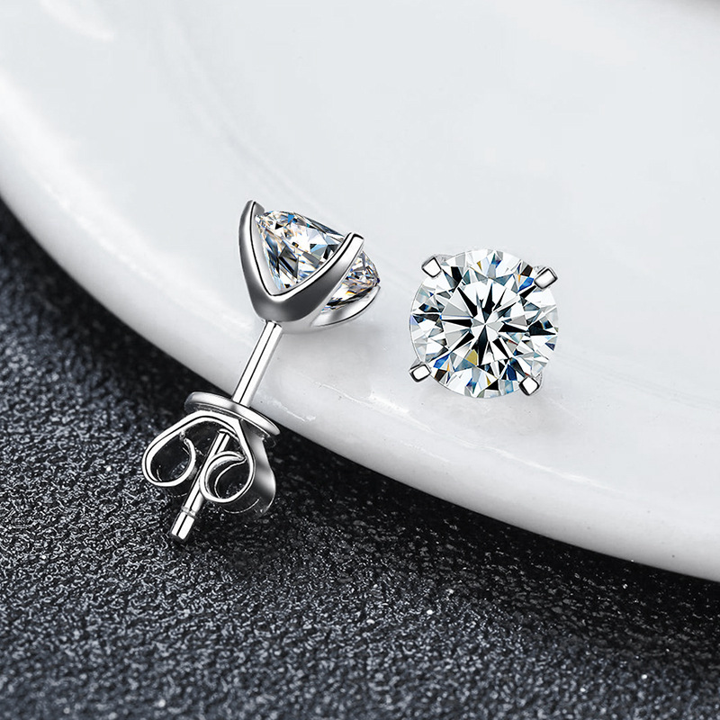 Classic Four-Prong Moissanite Stud Earrings for Women