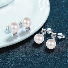 French Vintage Moissanite Pearl Stud Earrings