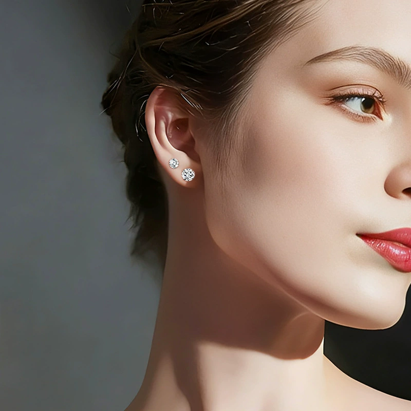Classic Four-Prong Moissanite Stud Earrings for Women