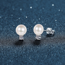 French Vintage Moissanite Pearl Stud Earrings