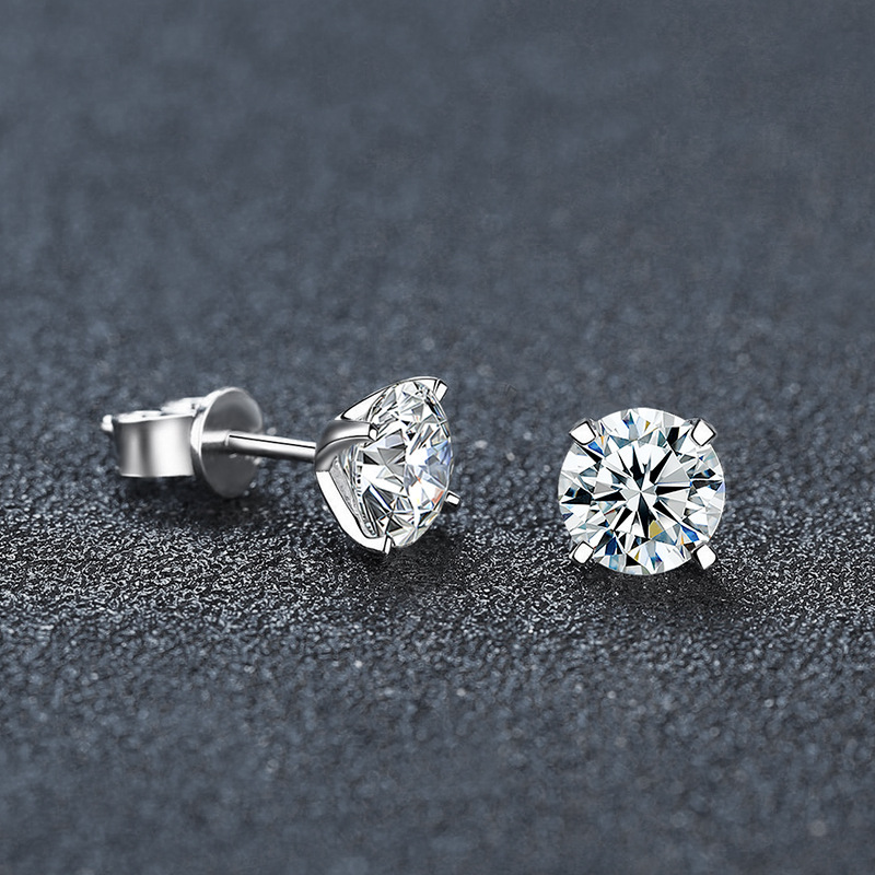 Classic Four-Prong Moissanite Stud Earrings for Women