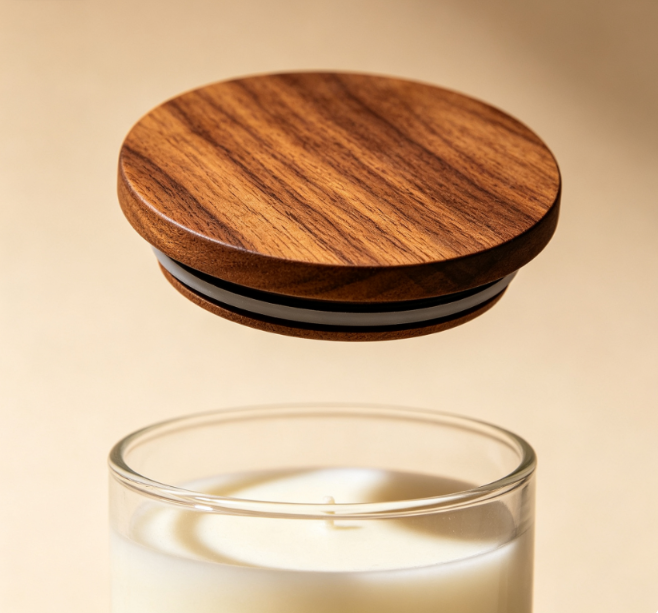 Premium Thick Wooden Candle Lid With Silicone Seal Gasket