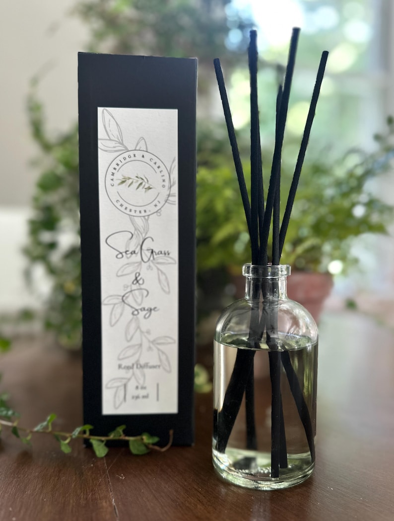 Sea Grass and Sage Reed Diffuser - Alcohol and Phthalate Free, 8 oz
