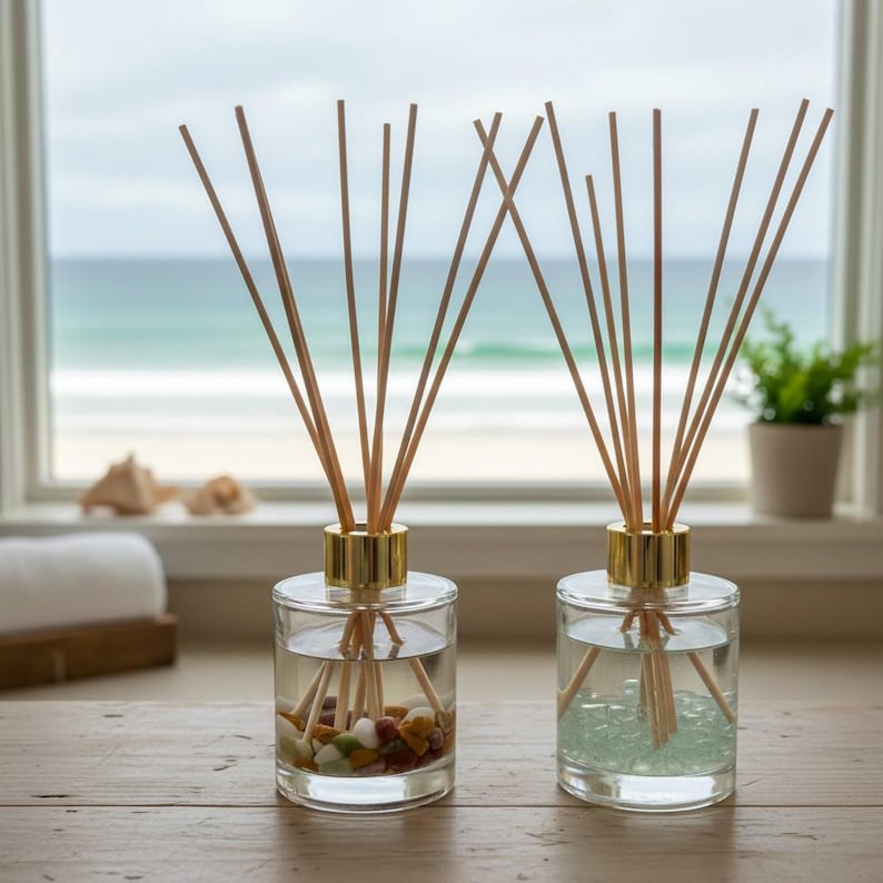 Natural Home Air Freshener, Long-lasting Rattan Reed Diffuser, Premium Non-toxic Fragrance Oil, Crystals or Pebbles, Pick Your Style & Scent