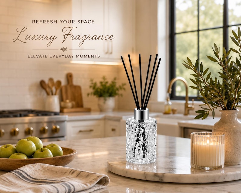 Luxury Diamond Cut Glass Reed Diffuser | Flame-Free Home Fragrance 150mL