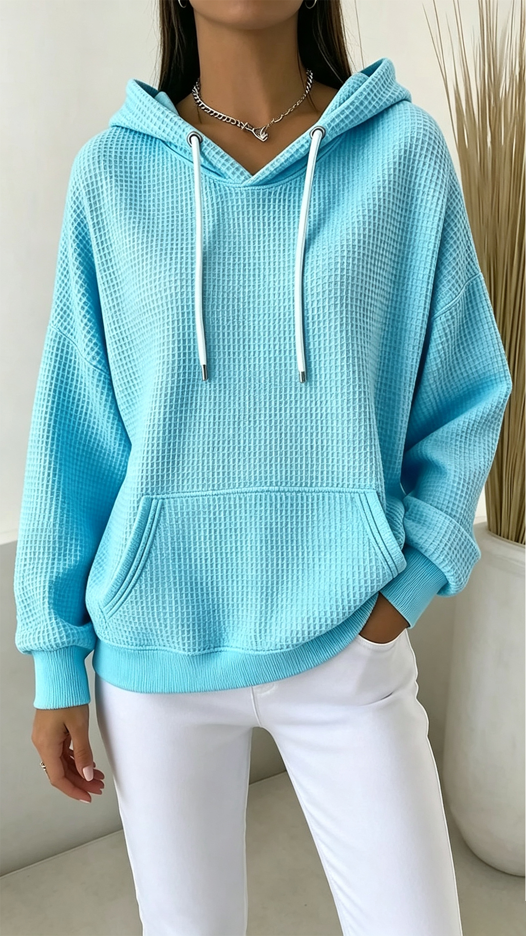 Women's Pullover Hoodie Sweatshirt Pocket Plain Casual Long Sleeve Hooded Regular Tops Blue Black White Pink Fuchsia Spring Fall Winter
