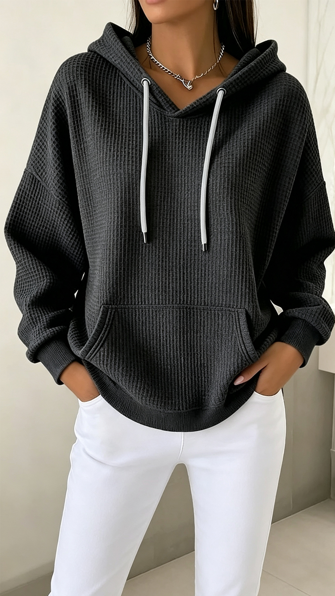 Women's Pullover Hoodie Sweatshirt Pocket Plain Casual Long Sleeve Hooded Regular Tops Blue Black White Pink Fuchsia Spring Fall Winter