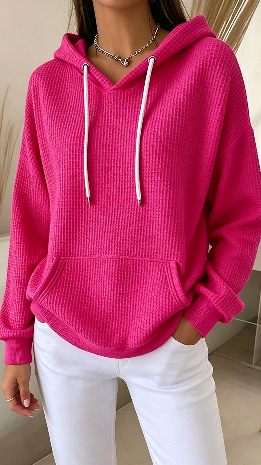 Women's Pullover Hoodie Sweatshirt Pocket Plain Casual Long Sleeve Hooded Regular Tops Blue Black White Pink Fuchsia Spring Fall Winter