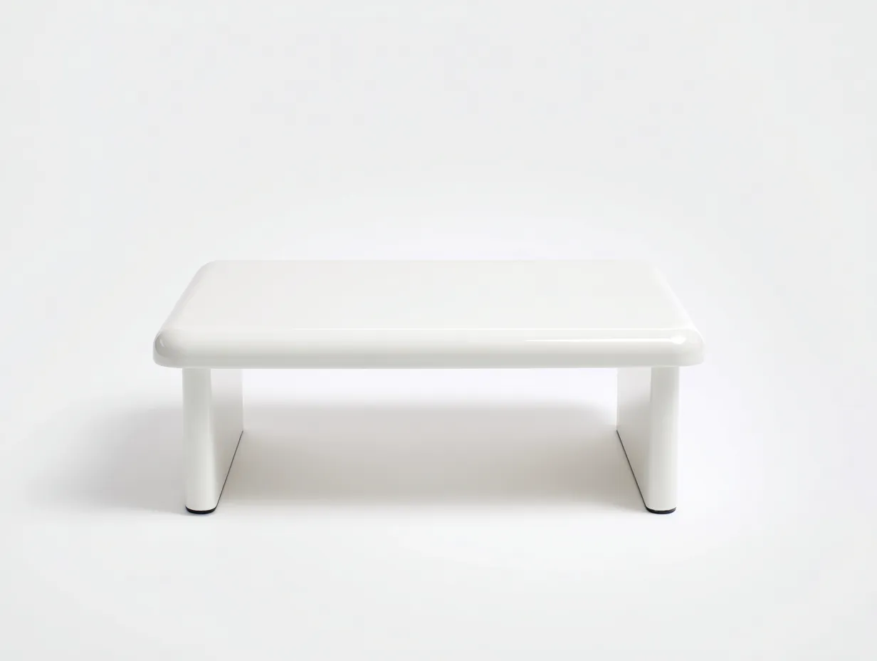Mesa De Centro rectangular 110x60x38 cm - blanco - bordes redondeados para salón-Varosohaus
