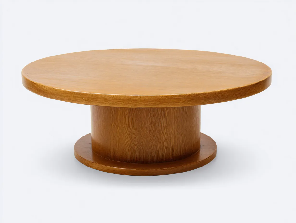Mesa De Centro circular 102x102x40 cm - nogal claro - pedestal redondo para salón-Varosohaus