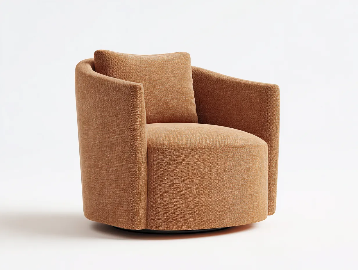 Sillón giratorio tapizado 95x89x77 cm - naranja claro y negro - para salón con brazos altos-Varosohaus
