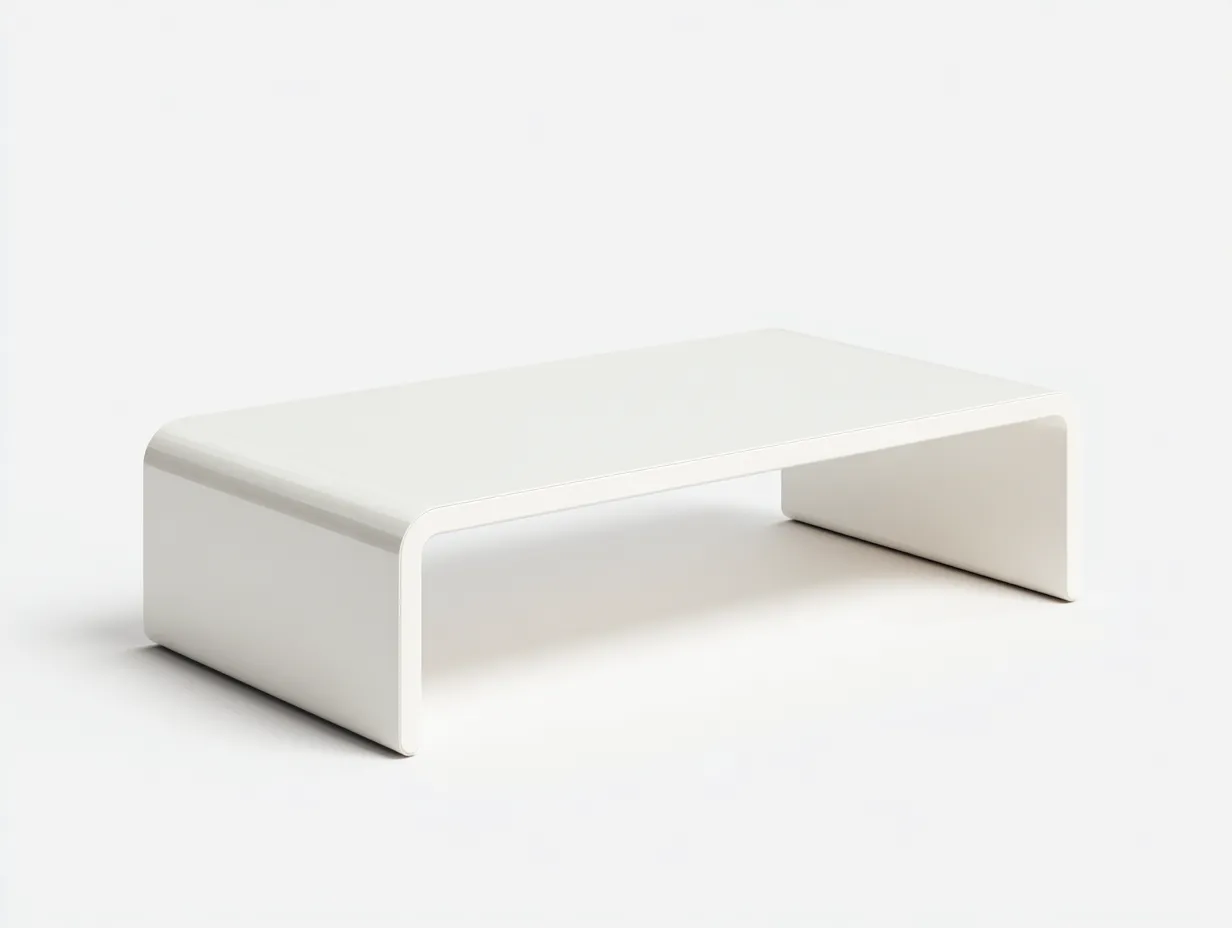 Mesa De Centro rectangular 112x62x37 cm - blanco - bordes curvos para salón-Varosohaus