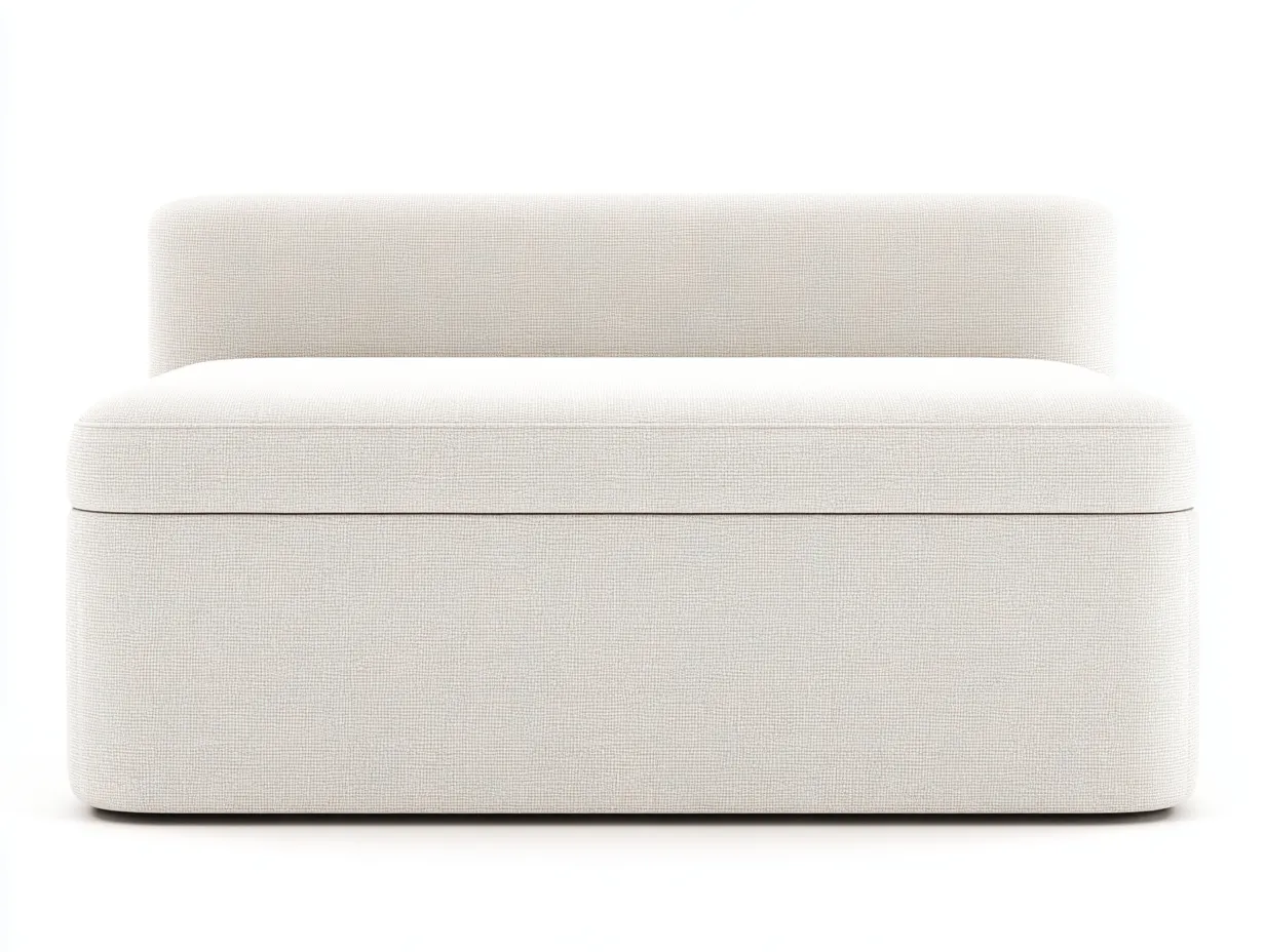 Banco tapizado con respaldo 120x46x72 cm - beige claro - estilo minimalista para dormitorio-Varosohaus