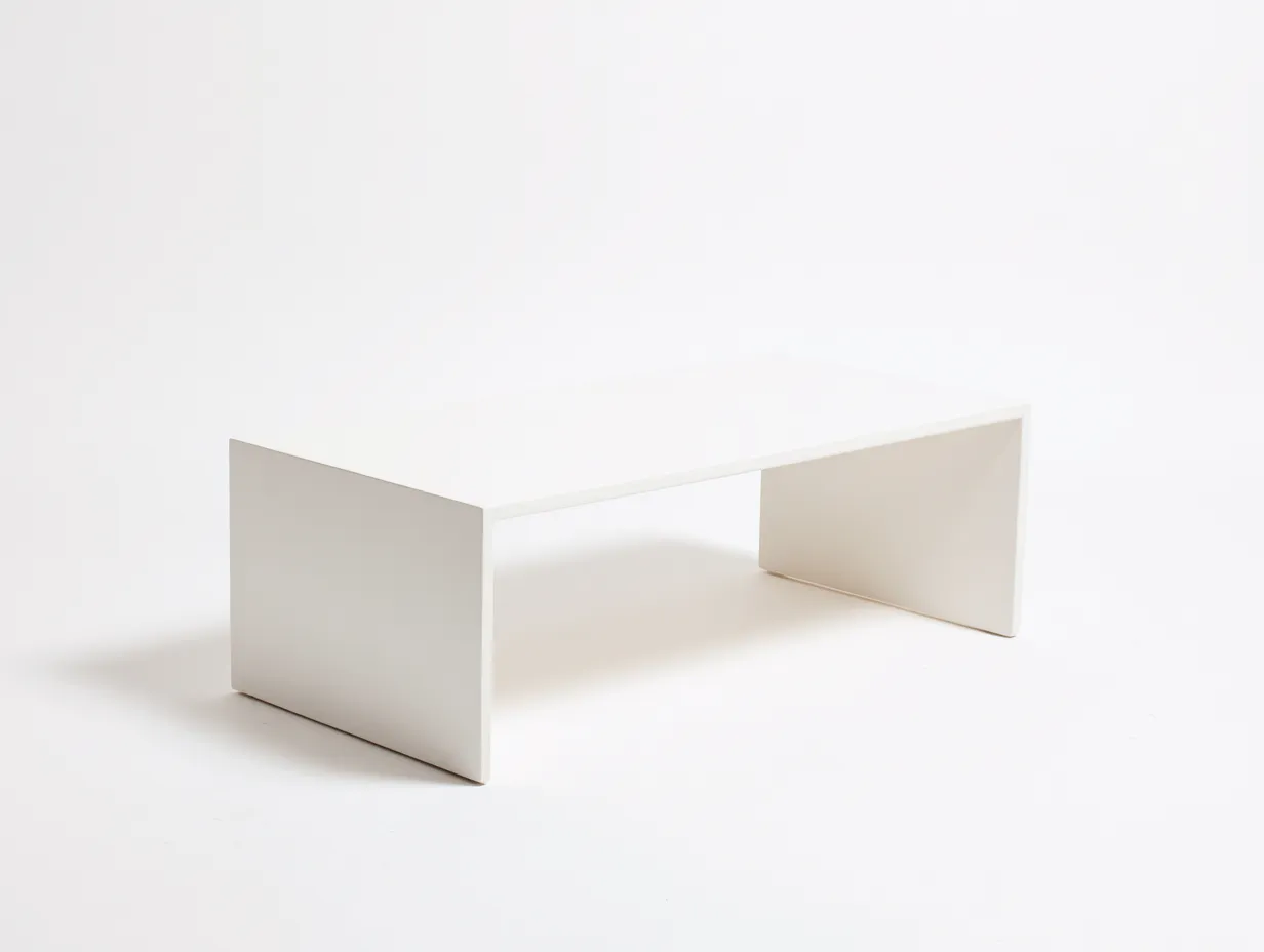 Mesa De Centro rectangular 113x57x37 cm - blanco satinado - paneles verticales para salón-Varosohaus