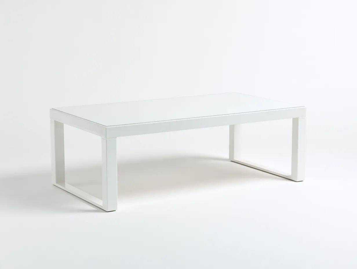 Mesa De Centro rectangular 124x58x40 cm - blanco - patas tipo marco para salón-Varosohaus