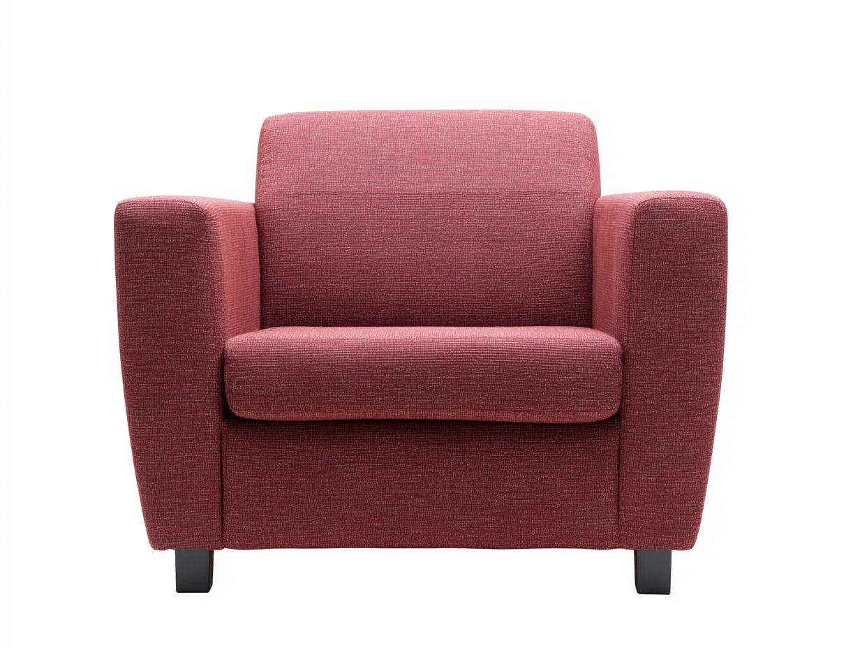 Sillón tapizado en tela 86x82x80 cm - rojo vino y negro - para salón con brazos rectos-Varosohaus