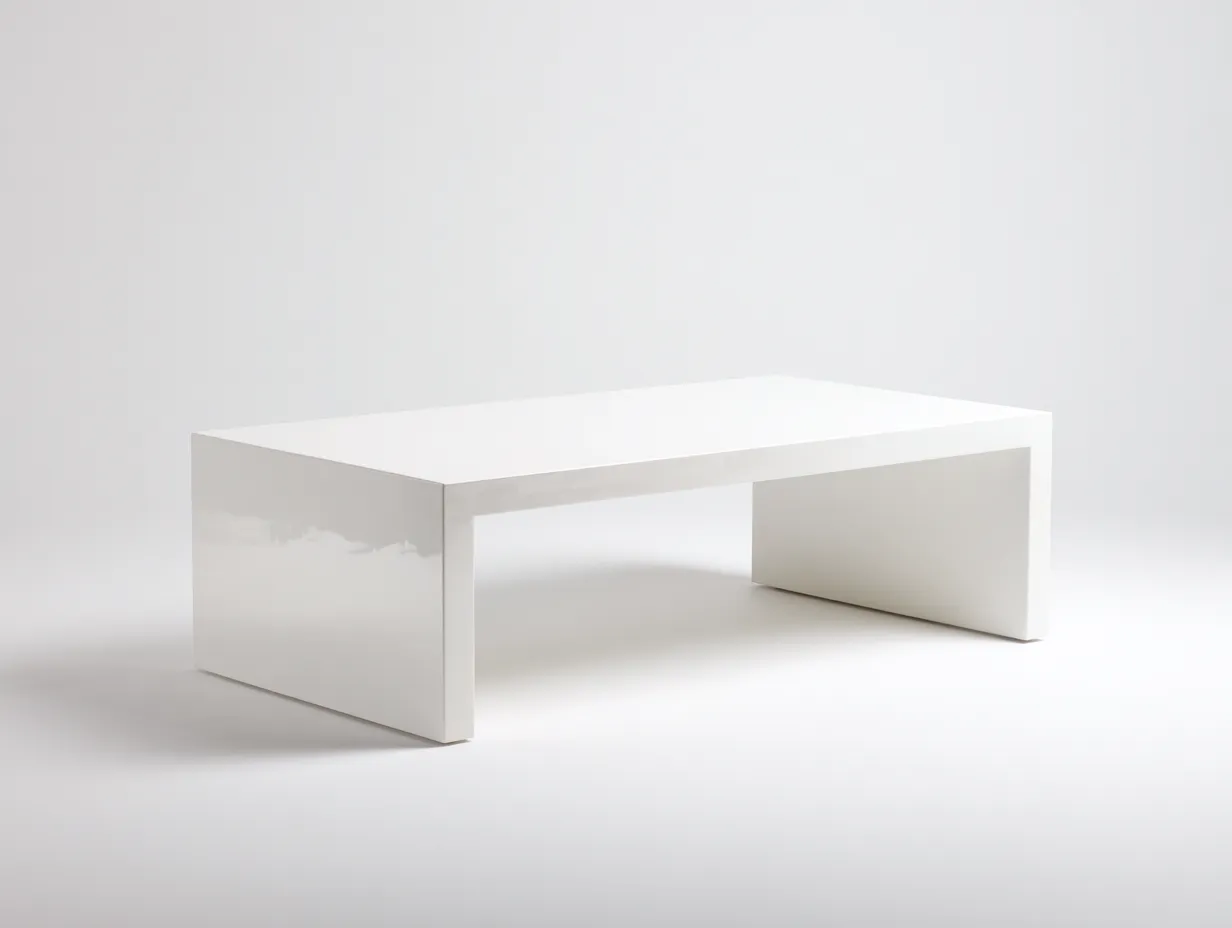 Mesa De Centro rectangular 116x61x39 cm - blanco brillo - panel lateral para salón-Varosohaus