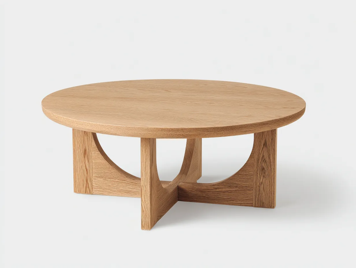 Mesa De Centro ovalada 115x70x42 cm - roble claro - base geométrica para salón-Varosohaus