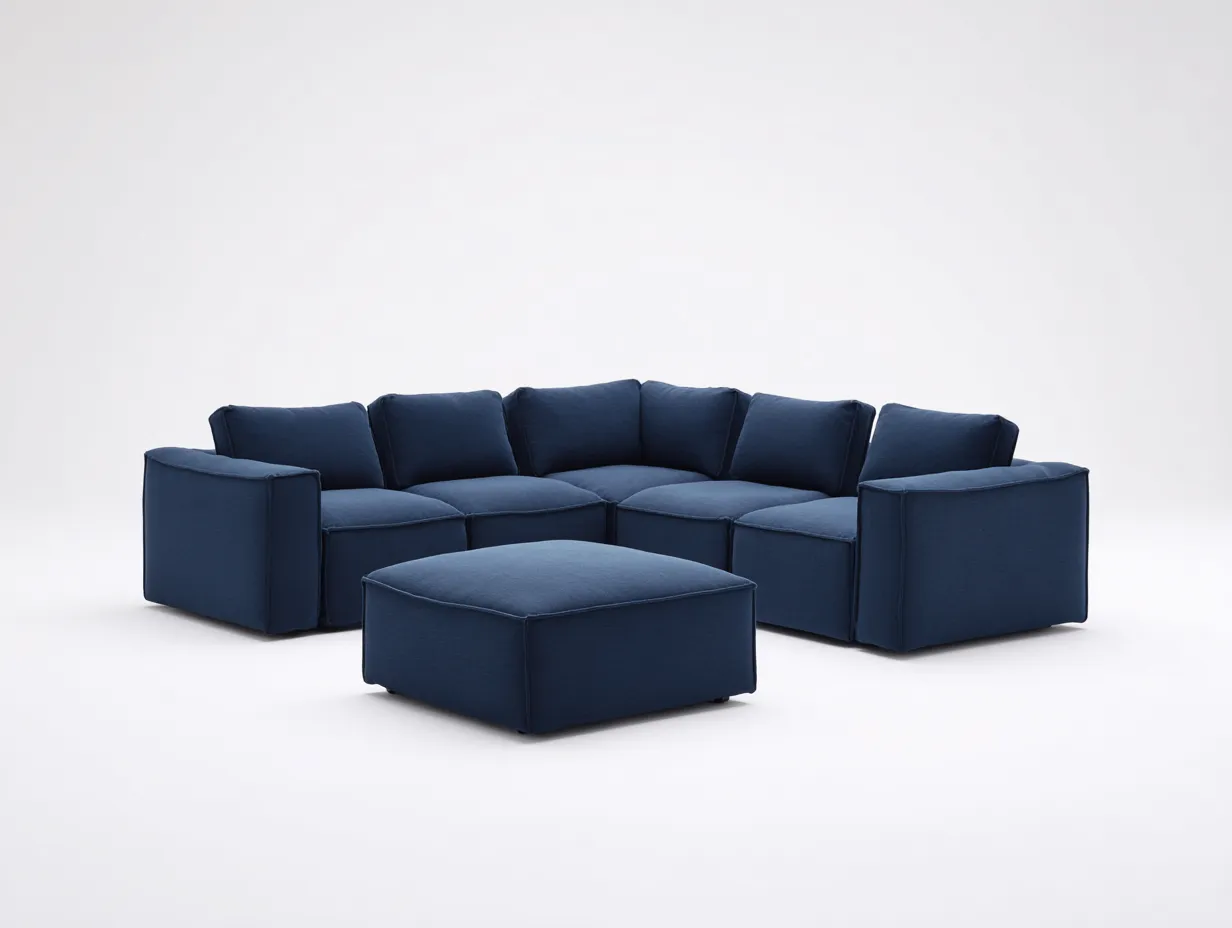 Conjunto De Sofá Esquinero modular 295x218x82 cm - azul marino - formato bajo con reposapiés para salón-Varosohaus