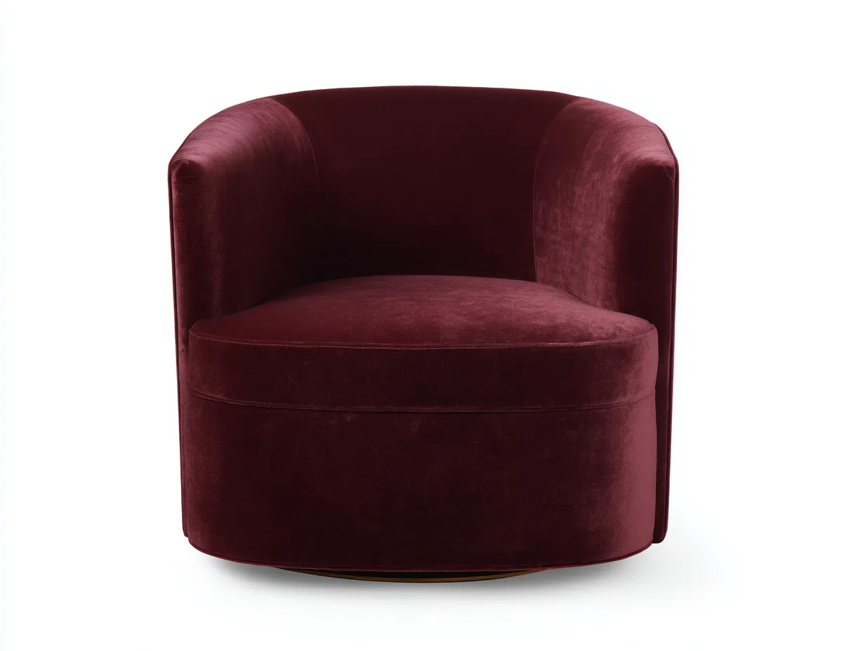 Sillón tapizado en terciopelo 90x86x75 cm - burdeos - para salón con asiento semicircular-Varosohaus